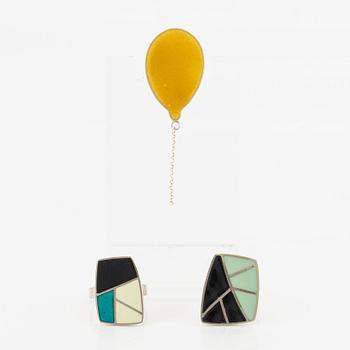 Anne Léger, rings, 2 pcs, silver and enamel, Norway.