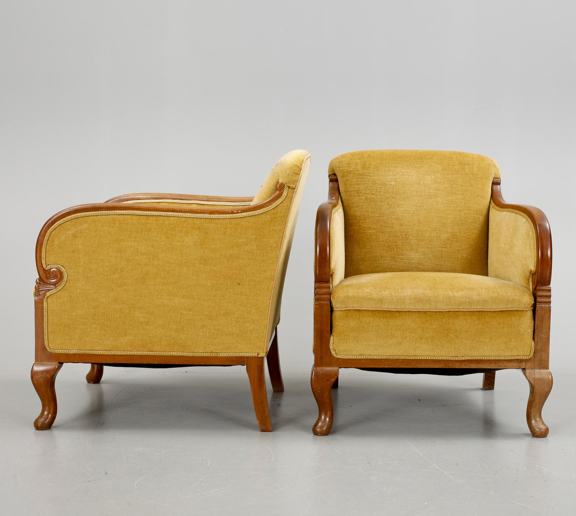 FÅTÖLJER, ett par, art déco, 1920/30-tal.