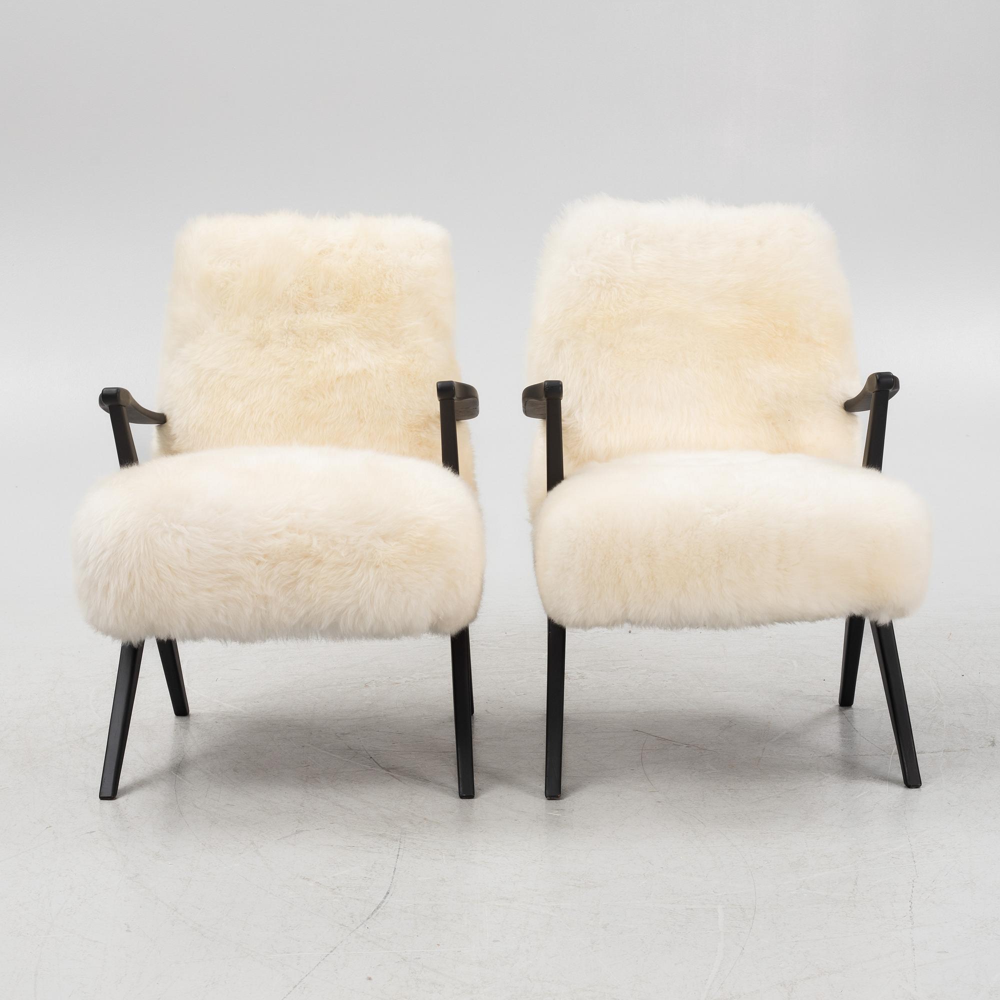 A pair of Swedish armchairs, 1950's.