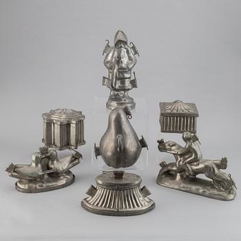 Choklad- eller dessertformar, 7 st, tenn, 1900-tal.