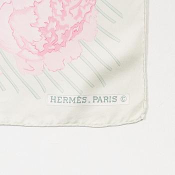 Hermès, a 'Les Pivoines' twill silk scarf.