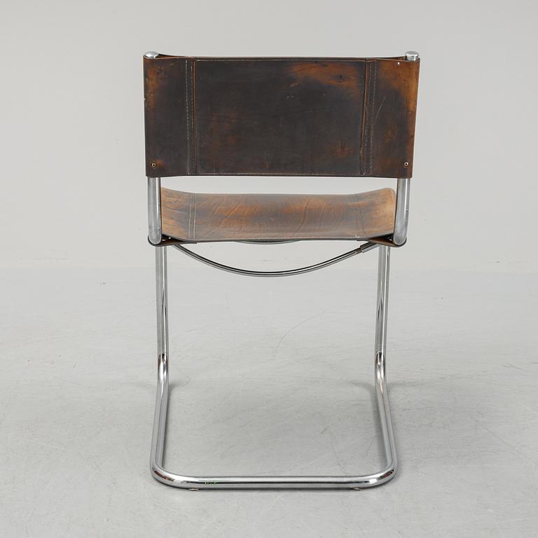 Six Fasem leather and tubular steel chairs, Italy, 1985.