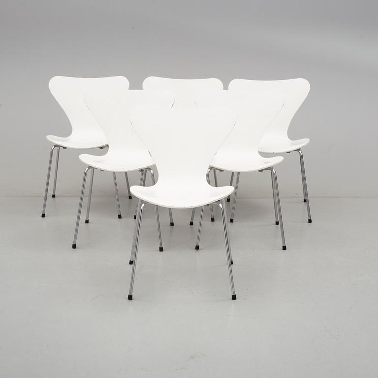 STOLAR, 6 st. "Sjuan", Arne Jacobsen, Fritz Hansen, Danmark 1983.