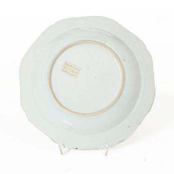 Five porcelain plates, China, Qing dynasty, Qianlong 1736-95.