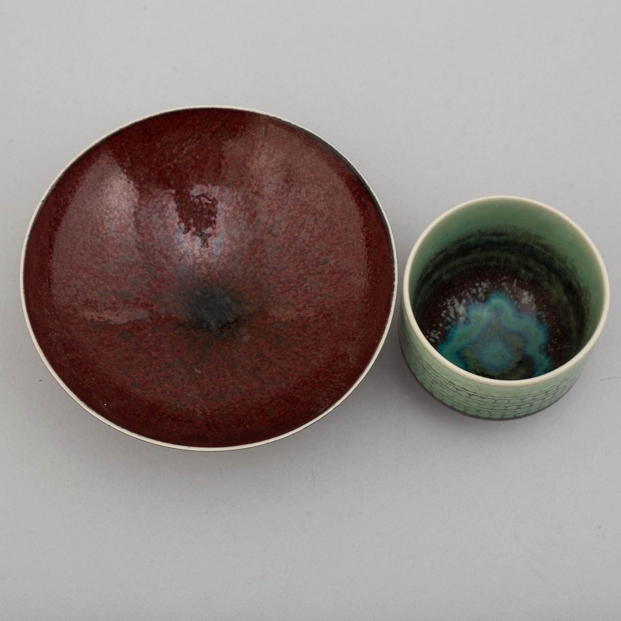 BERNDT FRIBERG, two stoneware bowls from Gustavsberg studio, signed.