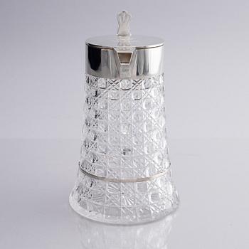 A Russian silver and cut-glass decanter, mark of Otto Maxelius, St. Petersburg around 1890.