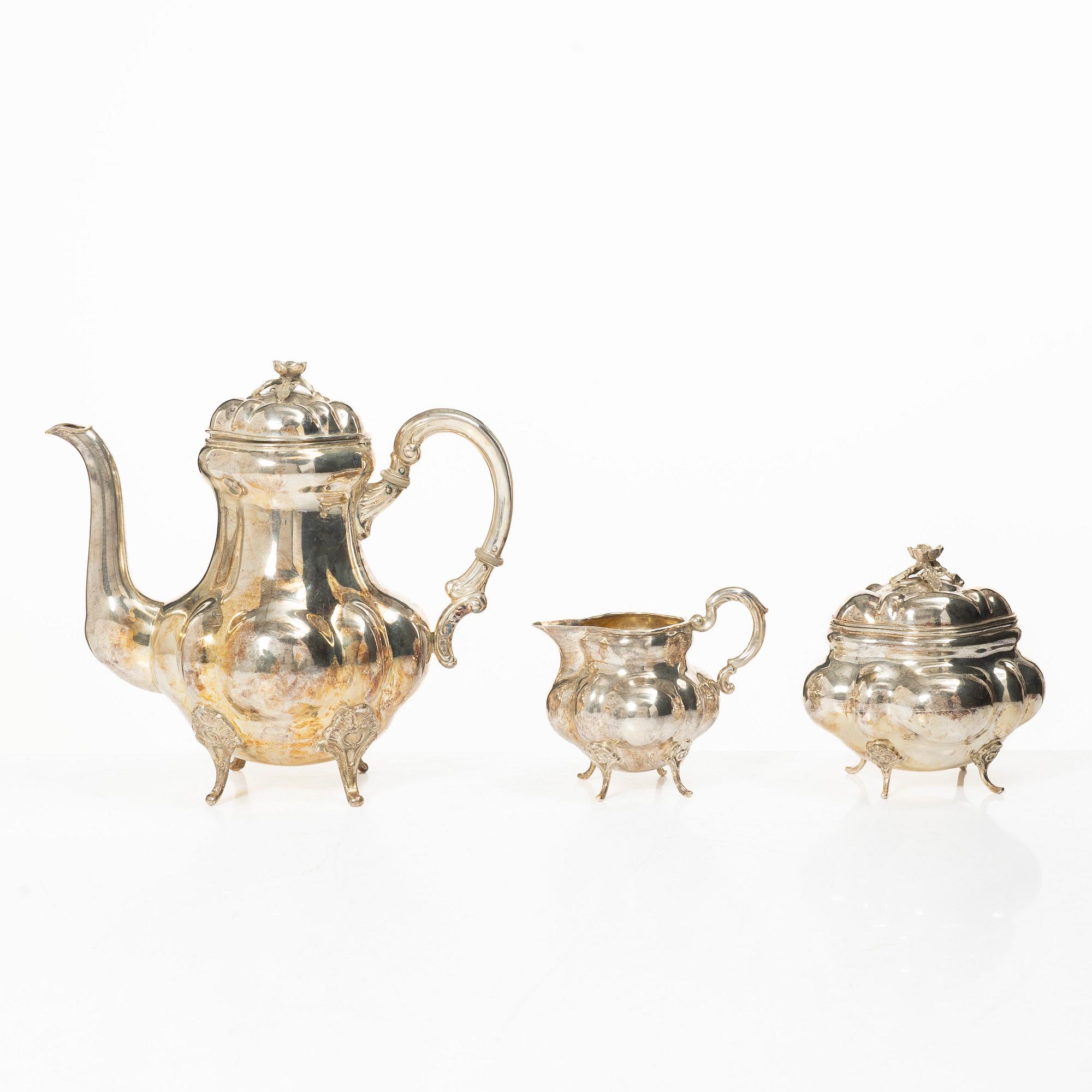 A German 20th century silver coffee set, three pieces.
