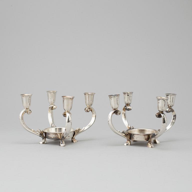 A PAIR OF SILVER PLATE CANDLE EPERGNE CENTREPIECES,  Reed & Barton, first half of the 20th century, USA.