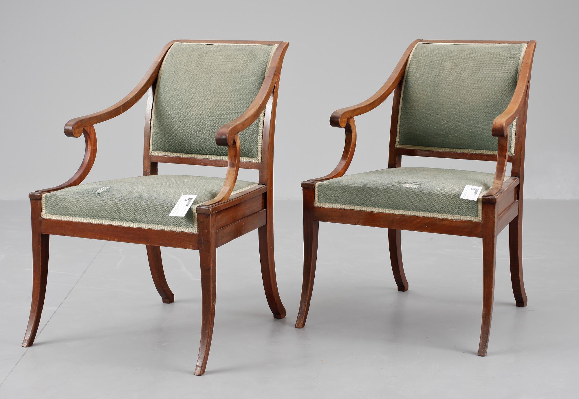 KARMSTOLAR, ett par, empire, 1800-talets första hälft.