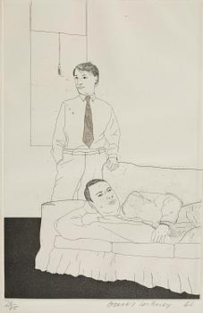 483. David Hockney, "Beautiful and White Flowers" from: "Illustrations for Fourteen Poems by C.P. Cavafy".