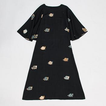 Marimekko, "Poneva" wool dress, Kerstin Enbom, print "Kolibri" by Katsuji Wakisaka, 1976.