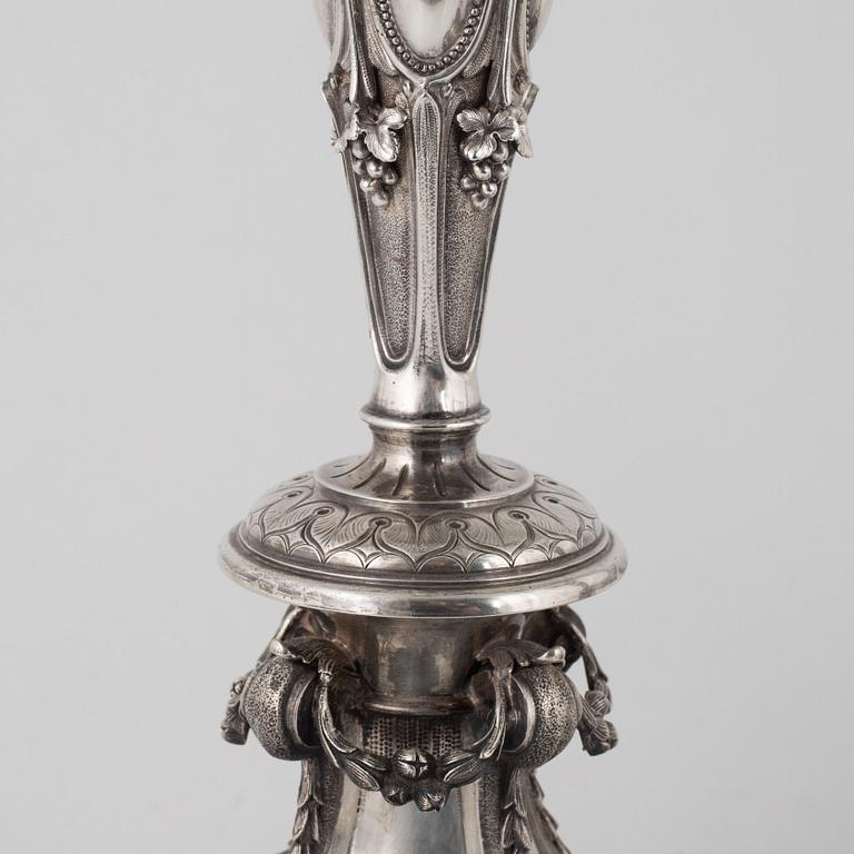 A pair of candelabras, silver, V. Christensen, Copenhagen, 1893 - 1910.