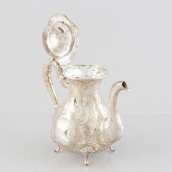 A Swedish silver Rococo style coffee pot, Malmö 1972.