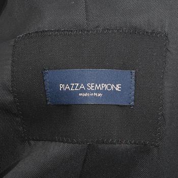 PIAZZA SEMPIONE, a black wool blend suit consisting of a jacket and pants.