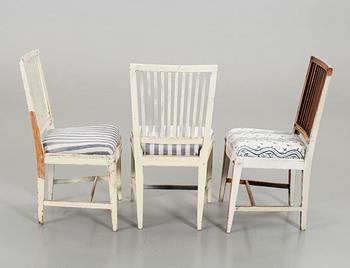 EPHRAIM STÅHL. THREE SIGNED GUSTAVIAN CHAIRS.