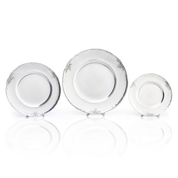 293. 21 pieces of silver plates, mark of W.A. Bolin, Stockholm 1927.