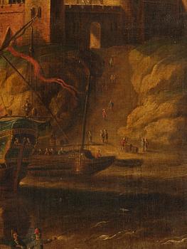 Peter van den Velde, follower of, Ship below the castle.