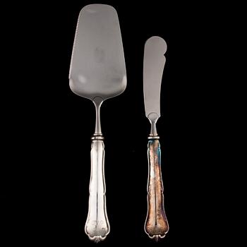 SERVERINGSBESTICK, 8 delar, silver, "Chippendale", bär diverse finska tillverkarstämplar, 1991-2013.
