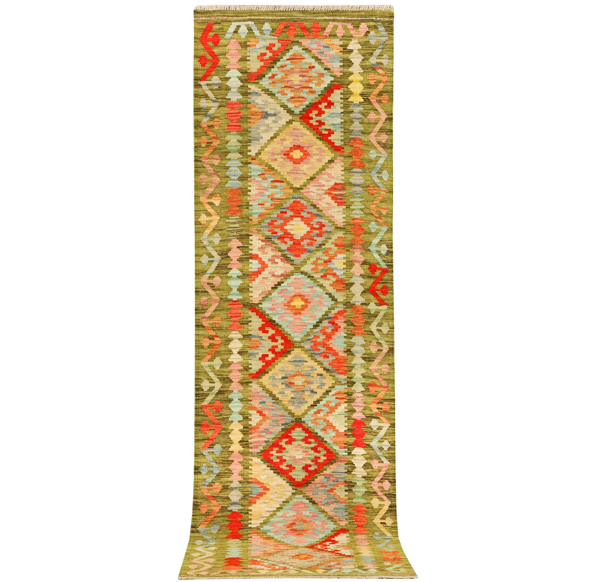 A runner carpet, kilim, c. 241 x 68 cm.