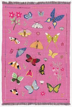 Rug, hand-embroidered Kelim, ca. 185 x 125 cm.