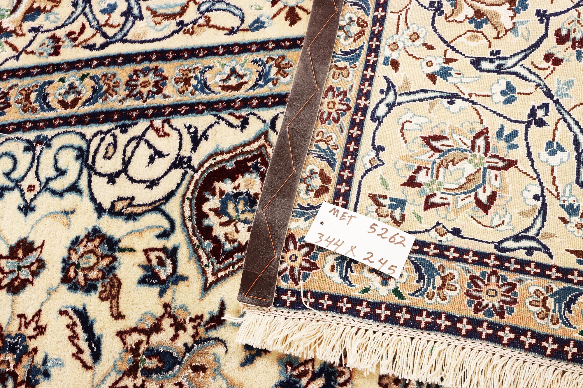 A part silk Nain carpet, 9LA, a. 344 x 245 cm.