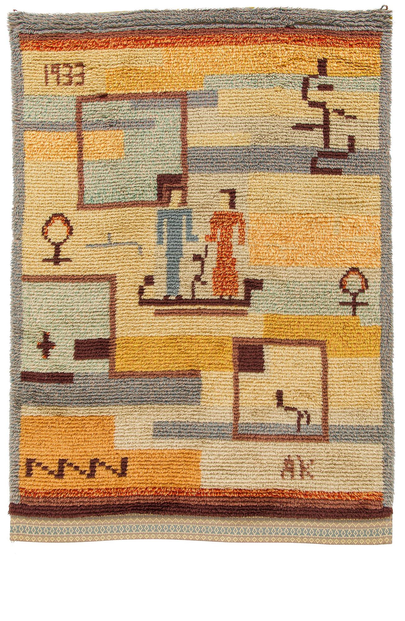 A finnish long pile rya rug, circa 135 x 100 cm.