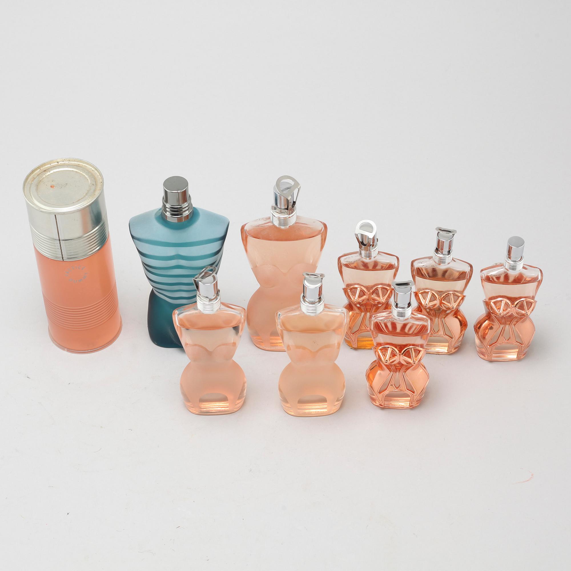 JEAN PAUL GAULTIER, factices, nine perfume bottles.
