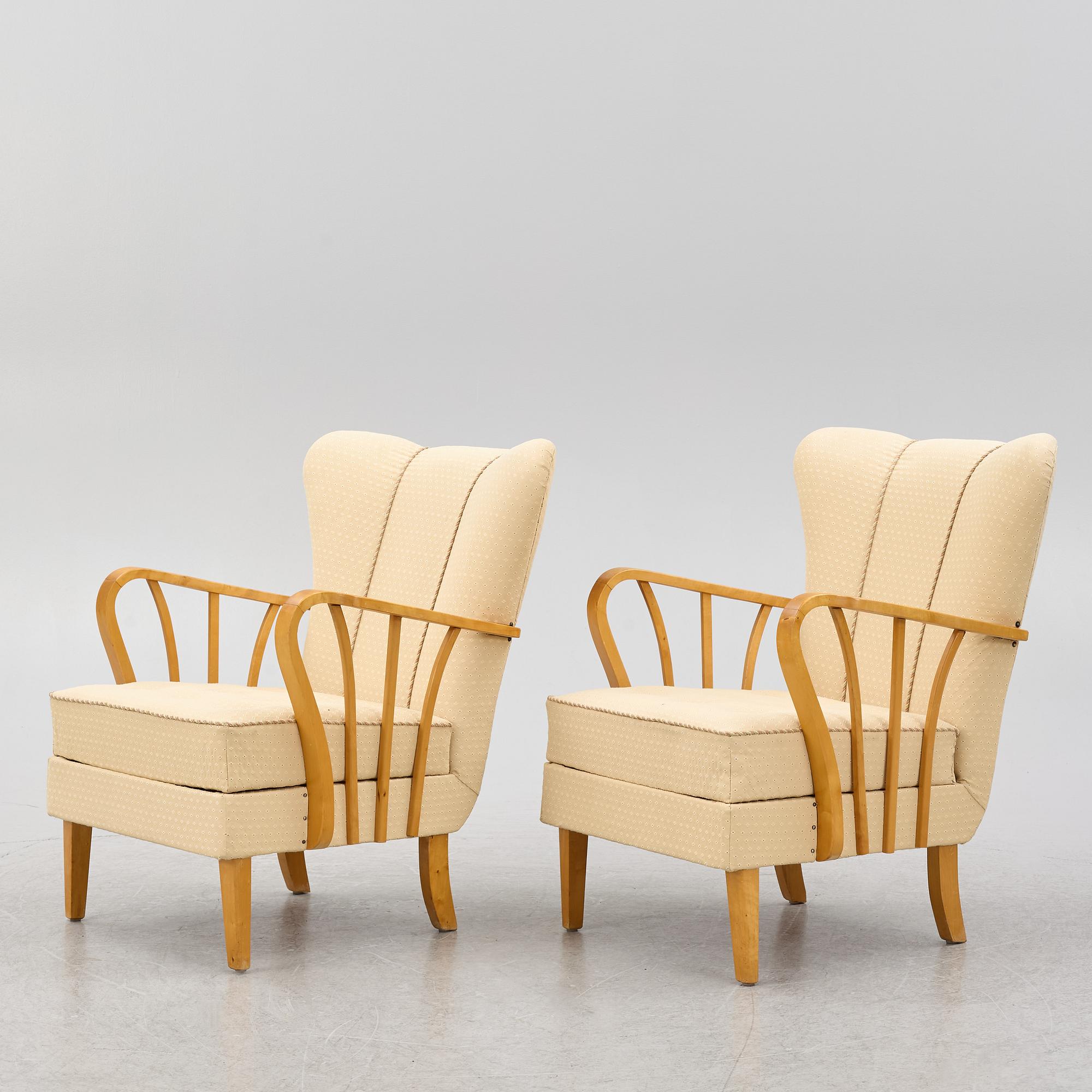 A pair of 1940s Swedish Modern armchairs.