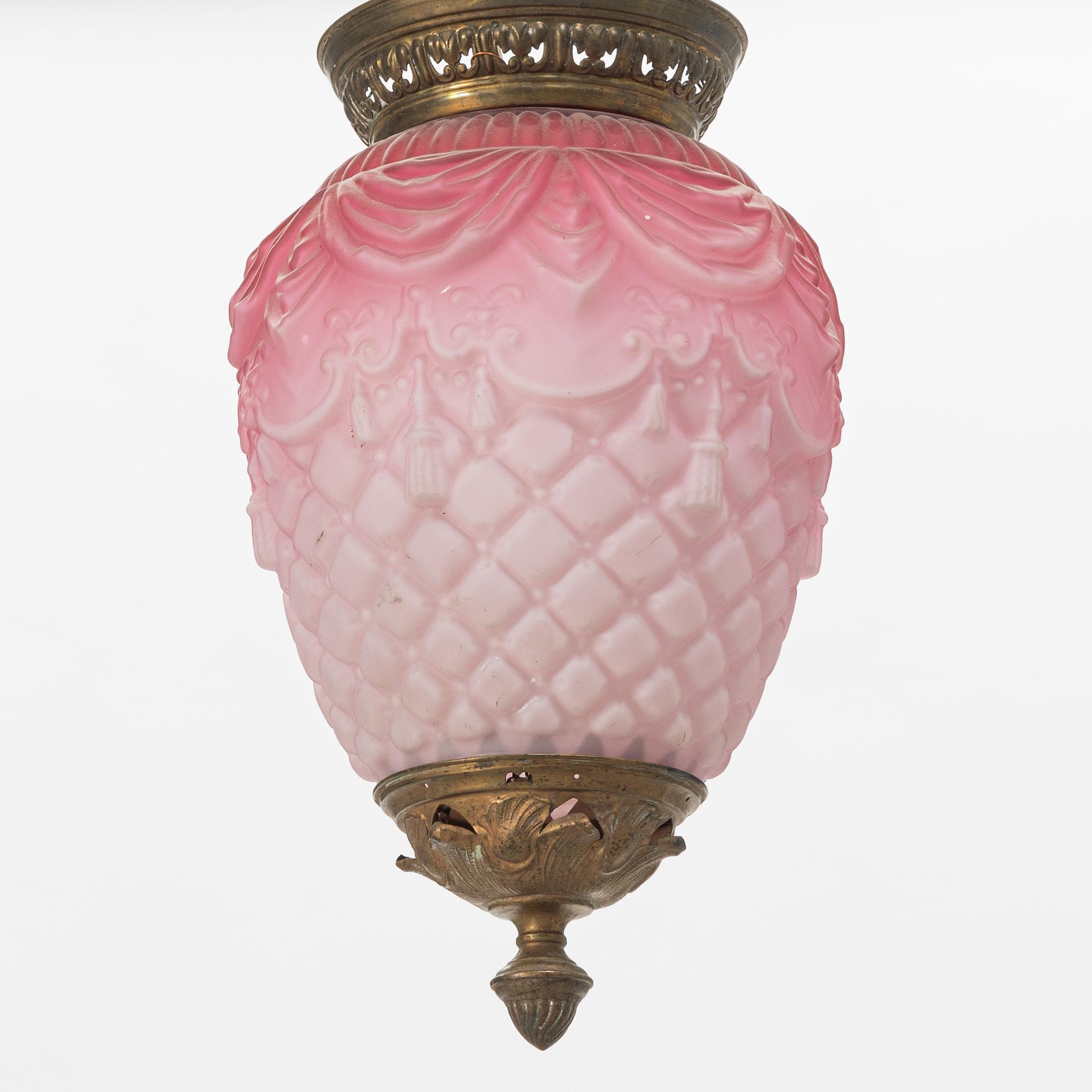 A glass ceiling lantern, turn of the Century 1900.
