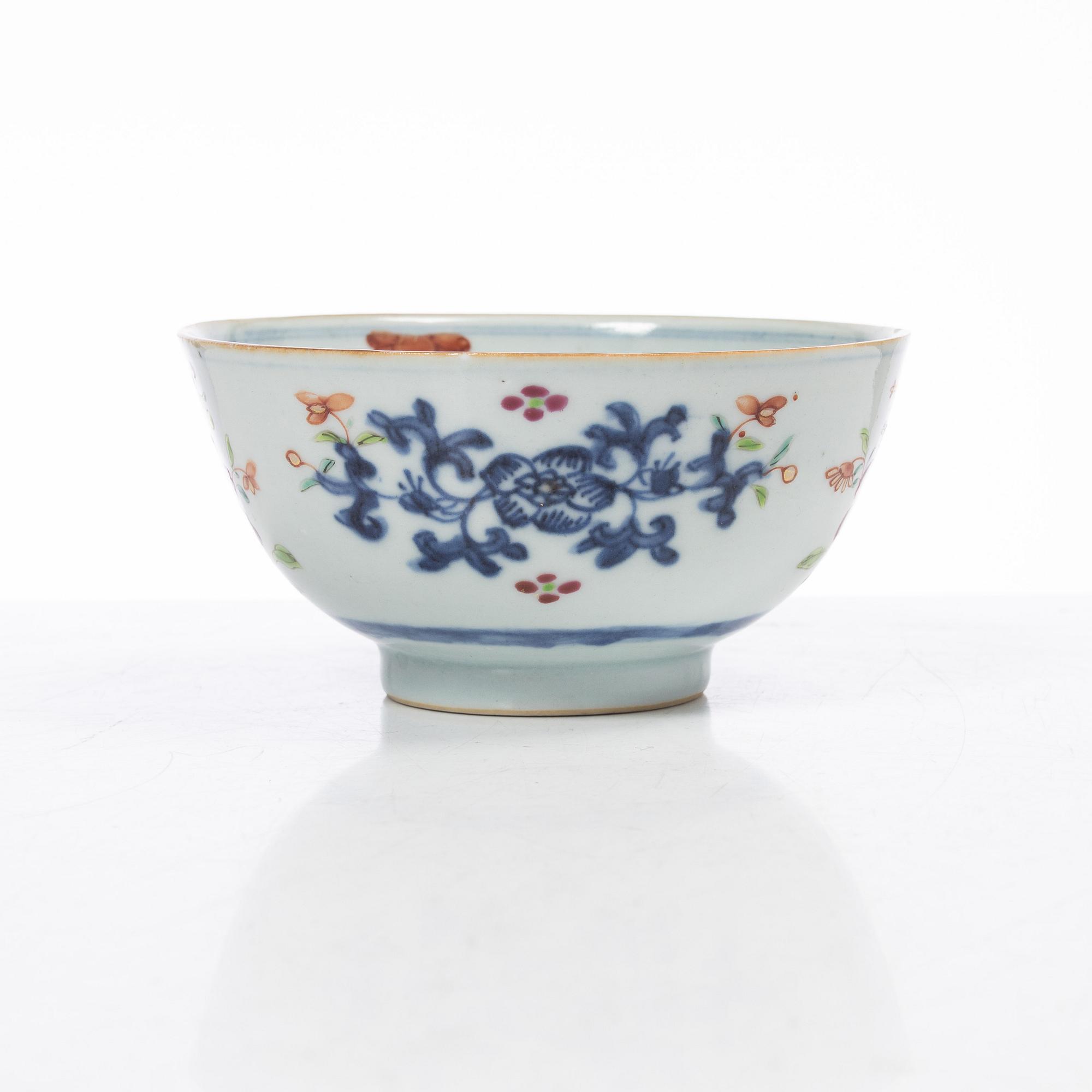 Parti Famille Rose-porslin, 5 delar, kina, Qianlong (1736-95).