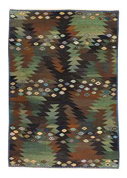 231. Barbro Nilsson, a carpet, "Tånga brun och grön", flat weave, ca 223 x 153-155 cm, signed AB MMF BN.