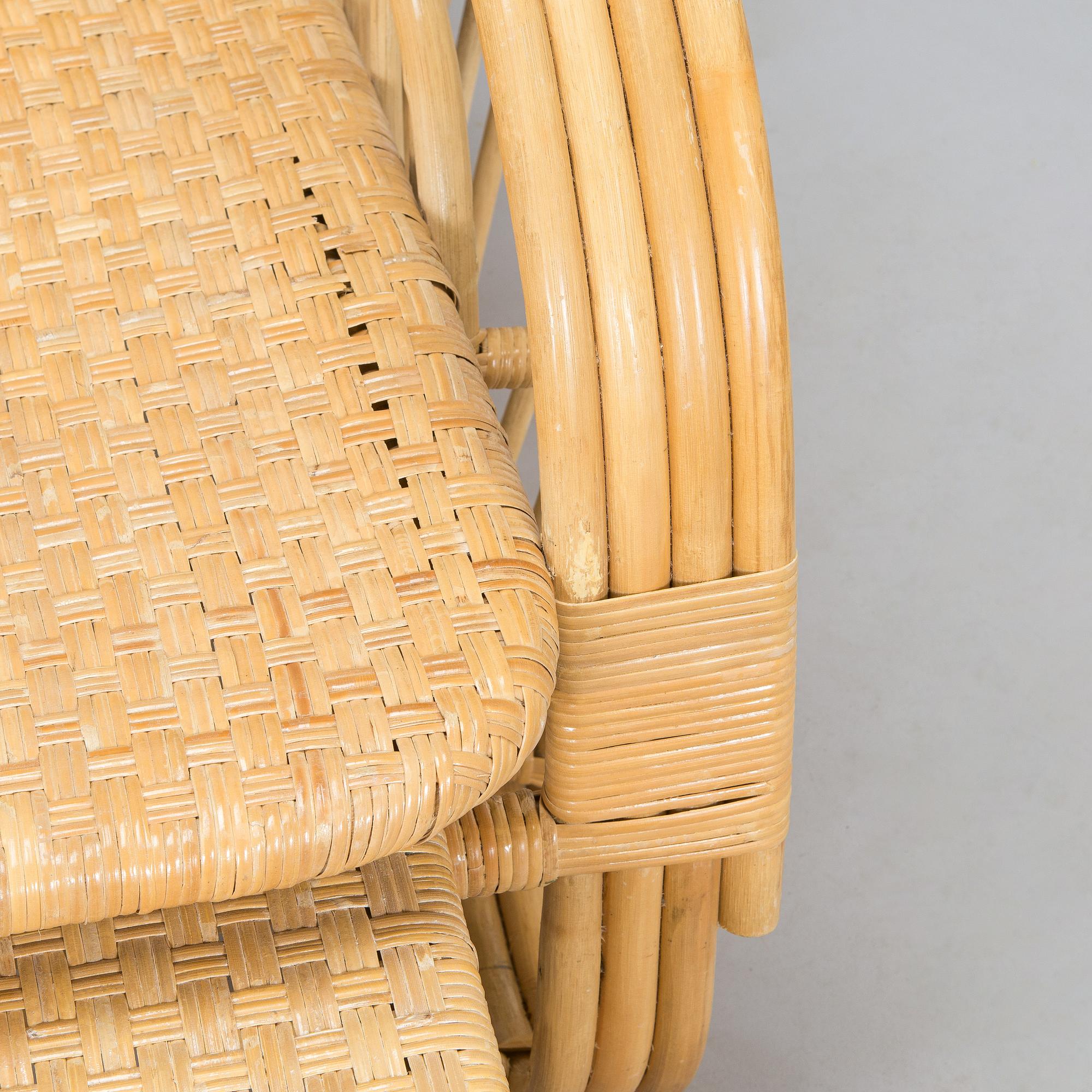 A rattan lounger, late 20th century.