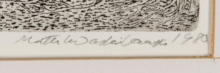 MATTI WASKILAMPI, triptyykki, etsaus ja akvatinta, signeeratut ja numeroidut 1/30, 1980. Taiteilijan vedoksia.
