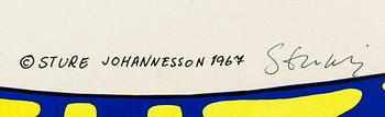 STURE JOHANNESSON,  affisch, "Turn on the Institutions" 1967. Signerad.