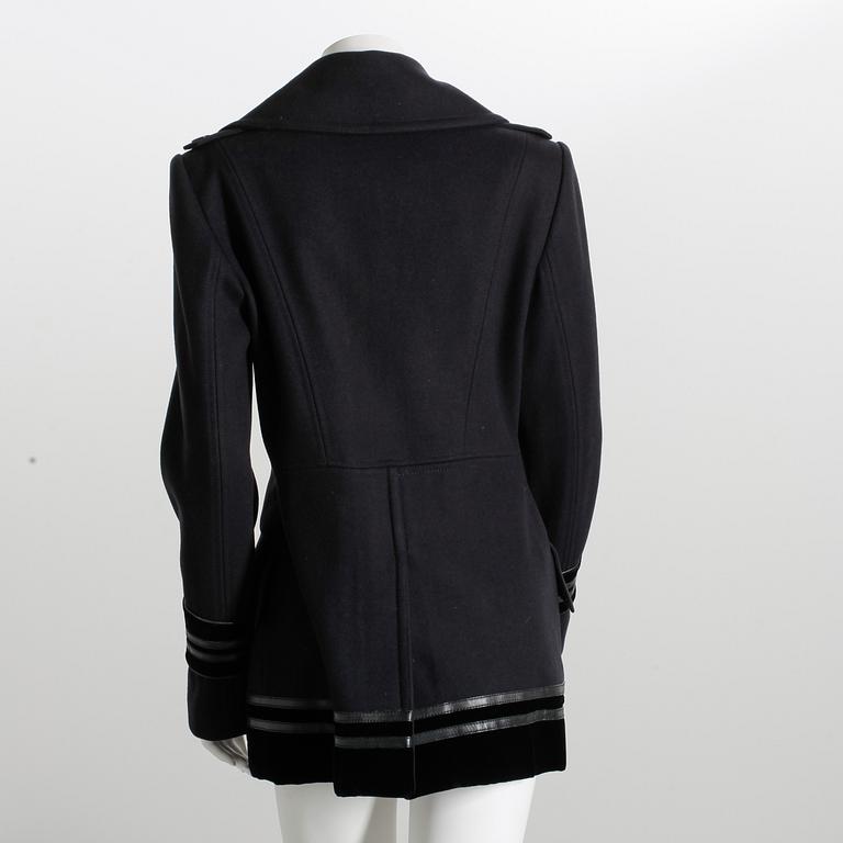 GUCCI, a black wool coat.