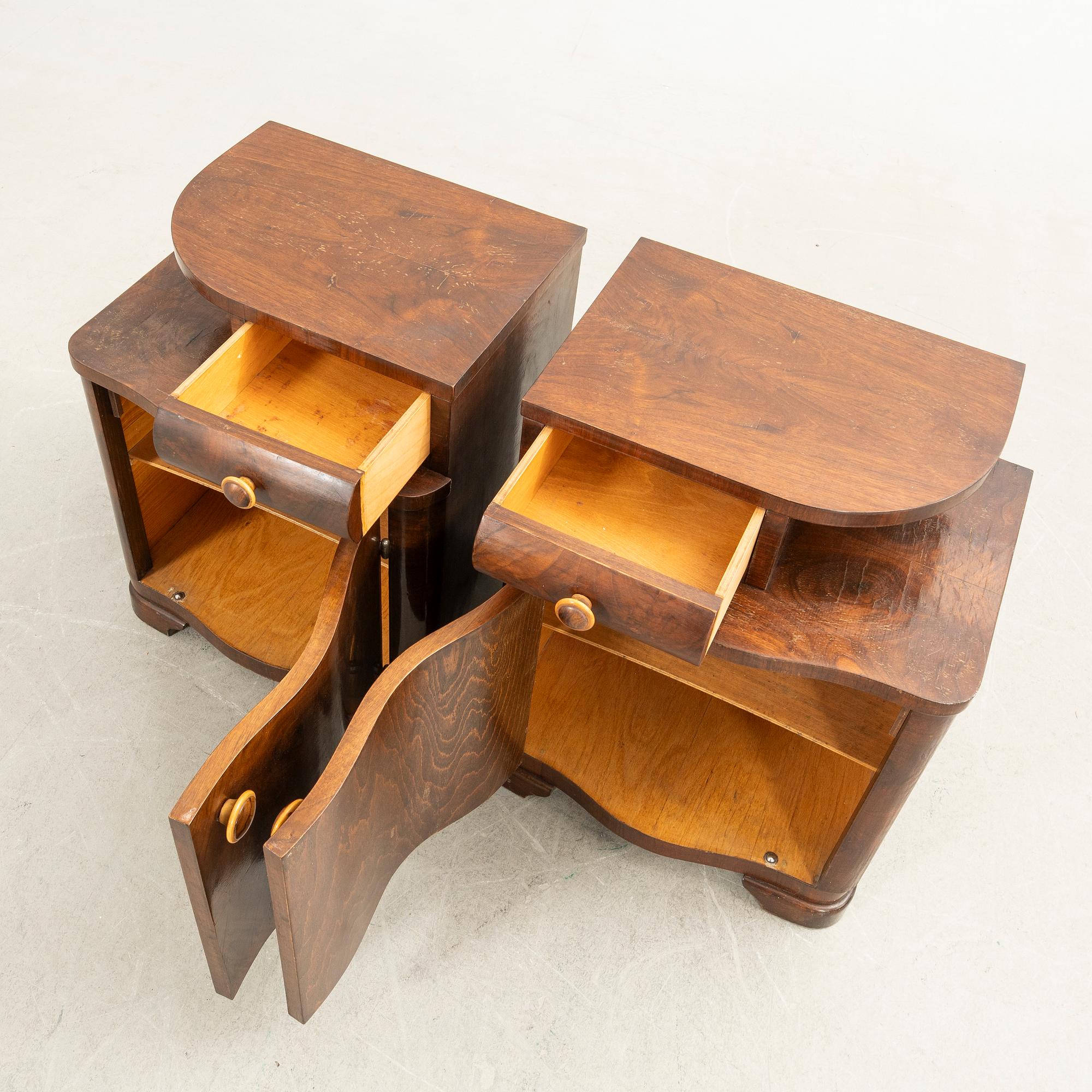 Nightstands, a pair, first half of the 20th century.