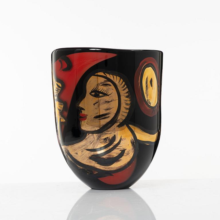 Ulrica Hydman-Vallien, a unique glass vase, Kosta Boda.