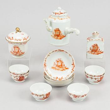 Nine orange and white export porcelain service, Qing dynasty, 18th-19th century.
