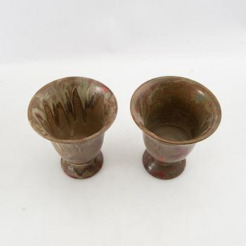 Andersson & Johansson vases 6 pcs Höganäs early 20th century glazed stoneware.