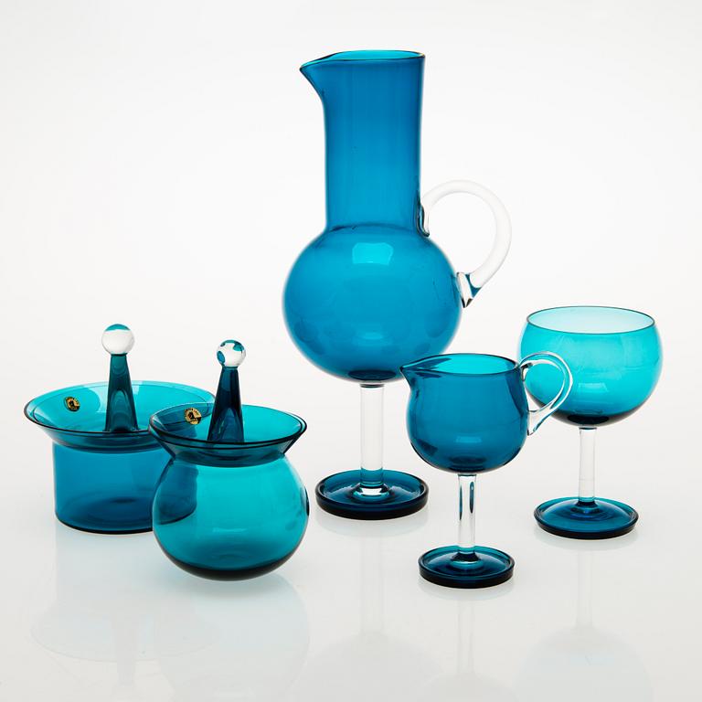 NANNY STILL 5-piece Harlekiini glassware set, Riihimäen Lasi Oy, 1959-69.