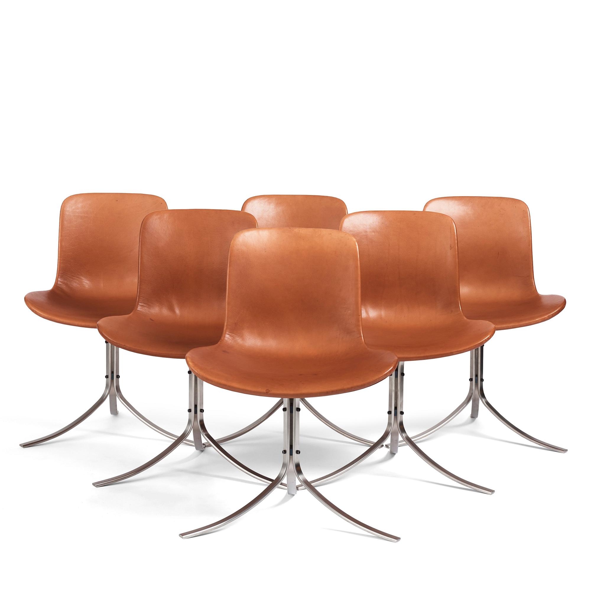 Poul Kjaerholm, stolar, sex stycken, "PK-9", Fritz Hansen, Danmark, 2006.