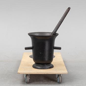 A cast iron mortar, 19-20th century.