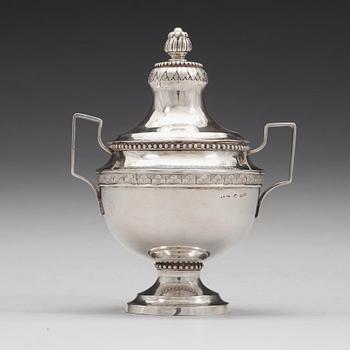 A Swedish 18th century silver sugar-bowl and cover, mark of Julius Marianus Bergs, Stockholm 1786.