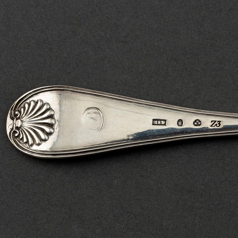A Swedish 19th century silver caster-spoon, mark of AJ Björkman, Stockholm 1830.
