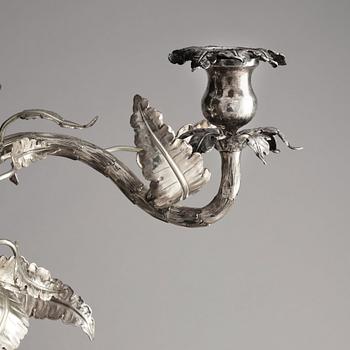 A Swedish 19th century silver candelabra, mark of Pehr Fredrik Palmgren, Stockholm 1862.