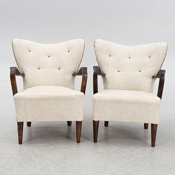 Armchairs, a pair, Swedish Modern, 1940s.