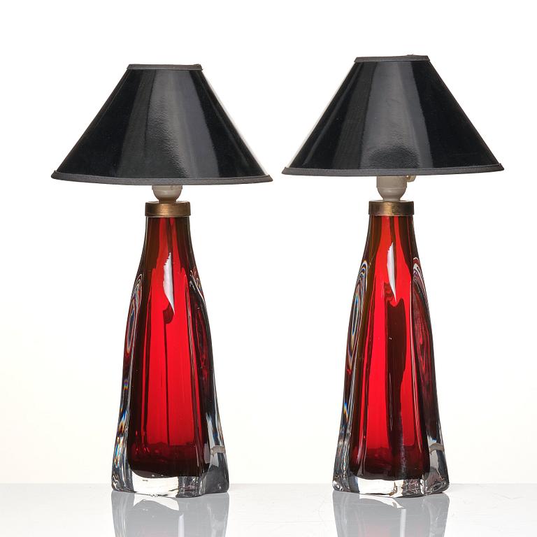 Carl Fagerlund, A pair of table lamps, Orrefors, Sweden, 1960s.