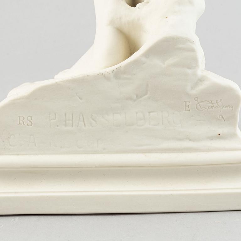 A parian ware figurine after the sculpture "Snöklockan" by Per Hasselberg, Gustavsberg.