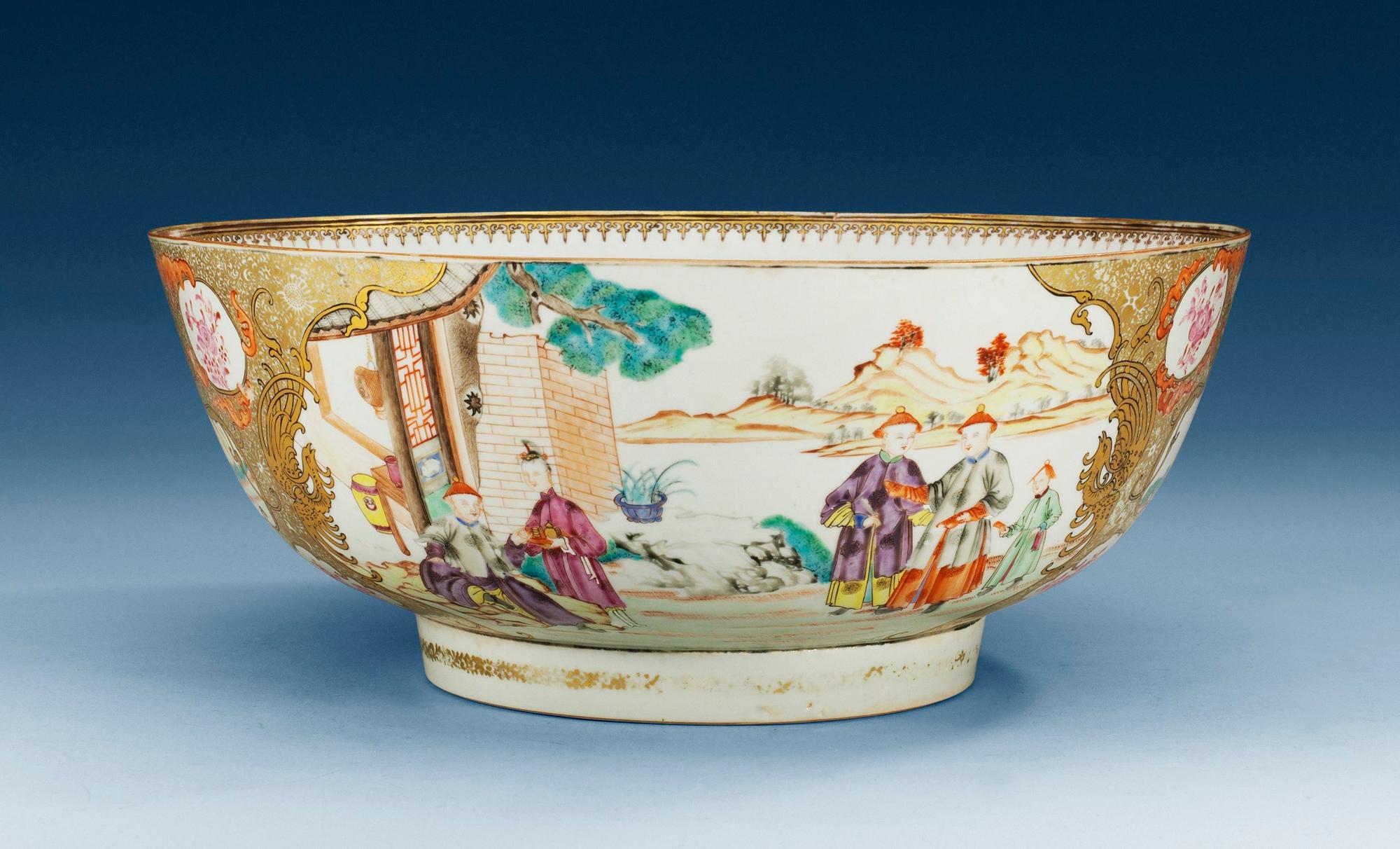 BÅLSKÅL, kompaniporslin. Qing dynastin, Qianlong (1736-95).