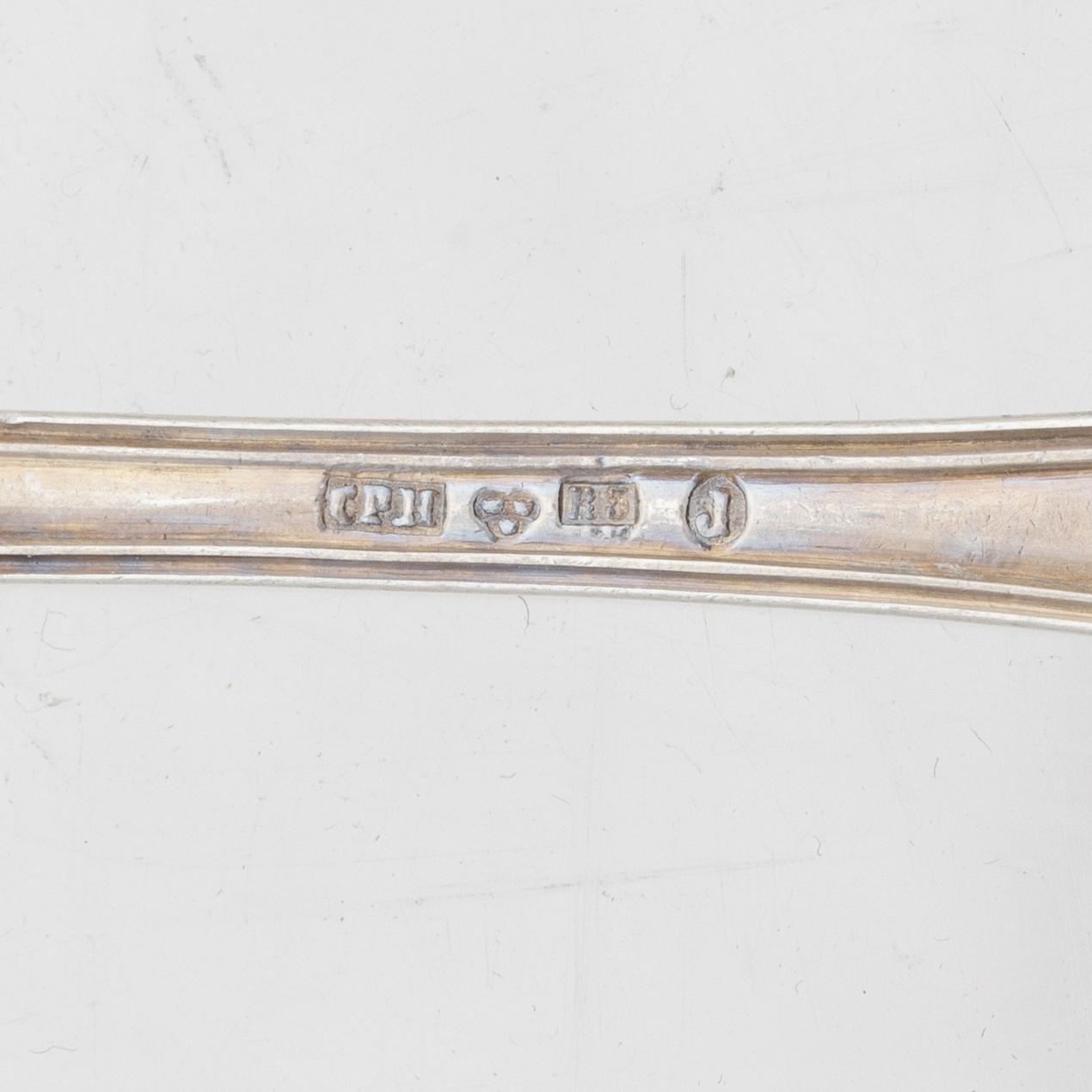 claes Peter Hedin, twelve silver tea spoons, Sweden, 1867-71.